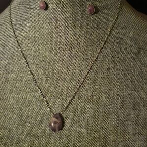 Natural Amethyst Necklace and Earring Set